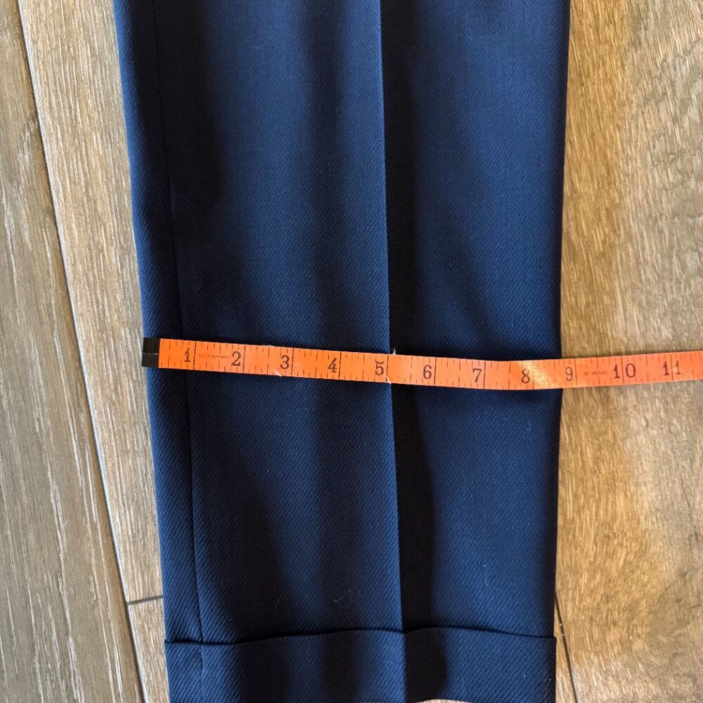 Talbots Petites dark navy wool/stretch pleated cuffed lined dress pants size 8P - Picture 6 of 11